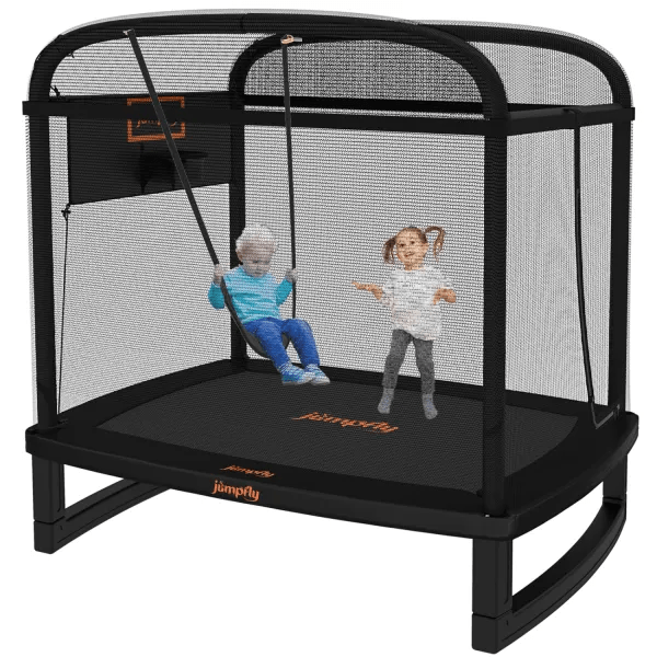 Toddler on a baby trampoline