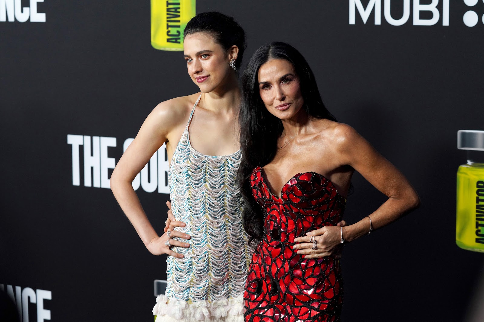 Margaret Qualley and Demi Moore at the Los Angeles premiere of "The Substance" on September 16, 2024, in Los Angeles, California | Source: Getty Images