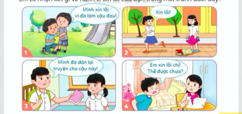 2. Tìm hiểu lời nói, việc làm thể hiện nhận lỗi sửa lỗiCâu hỏi: a. Nếu em là bạn cáo trong tình huống trên, em sẽ làm gì?b. Bạn cáo nên nhận lỗi sửa lỗi như nào?Giải nhanh:a. Em sẽ thành thật nhận lỗi và xin lỗi bạn thỏ.b. Bạn cáo nên xin lỗi bạn thỏ, và dán lại chuyện cho bạn, nói thật với cô Sóc là mình làm.3. Trao đổi vì sao cần nhận lỗi và sửa lỗi