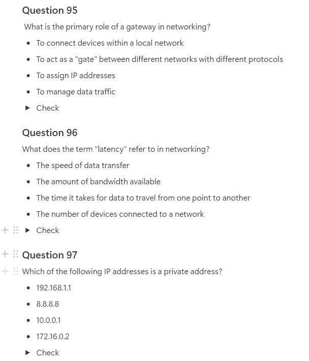 Networking test questions