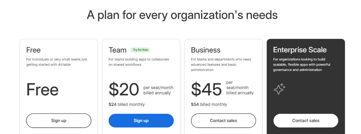 Airtable Pricing