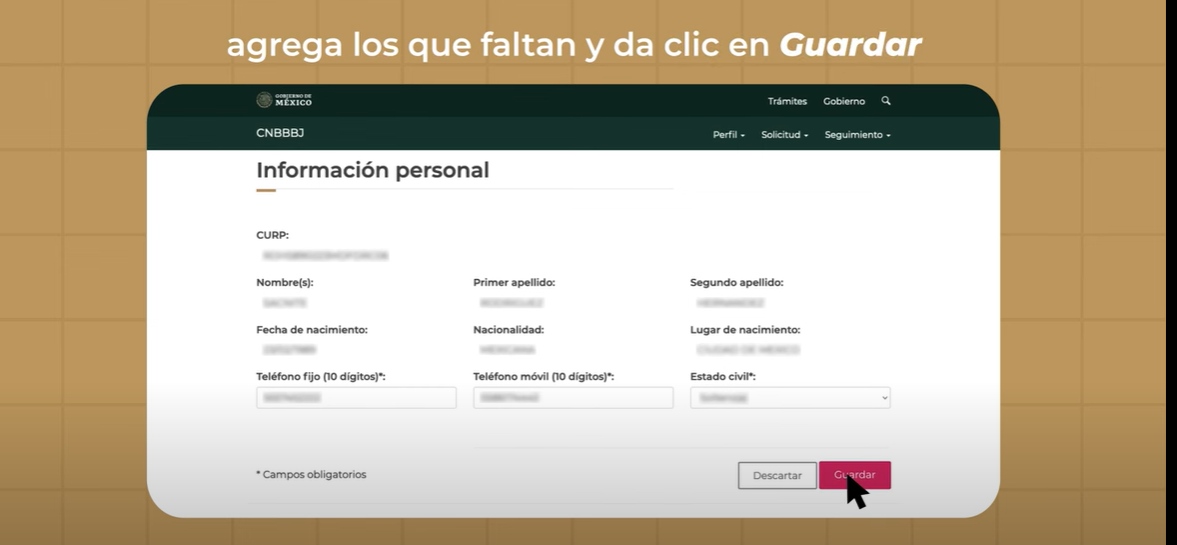 Después de completar su información. Hacer clic en "Ahorrar".
