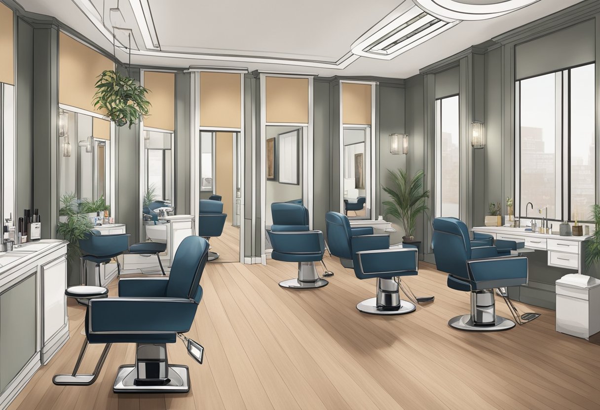 A stylish salon in Hackensack with modern decor and a male clientele enjoying lash tinting treatments