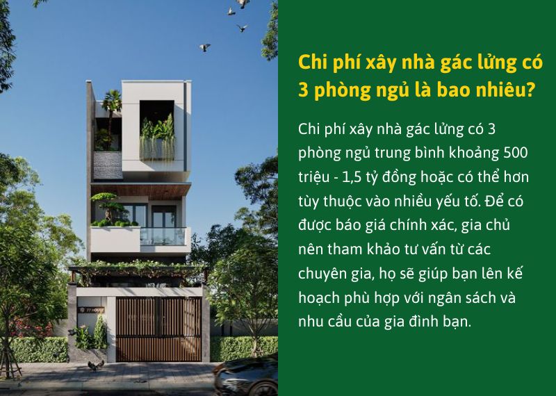 Chi phi xay nha gac lung co 3 phong ngu la bao nhieu Nhat Tin