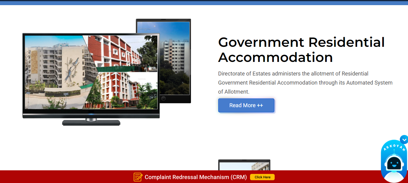 Government Residential Accommodation on the e-Sampada website, managed by the Directorate of Estates.
