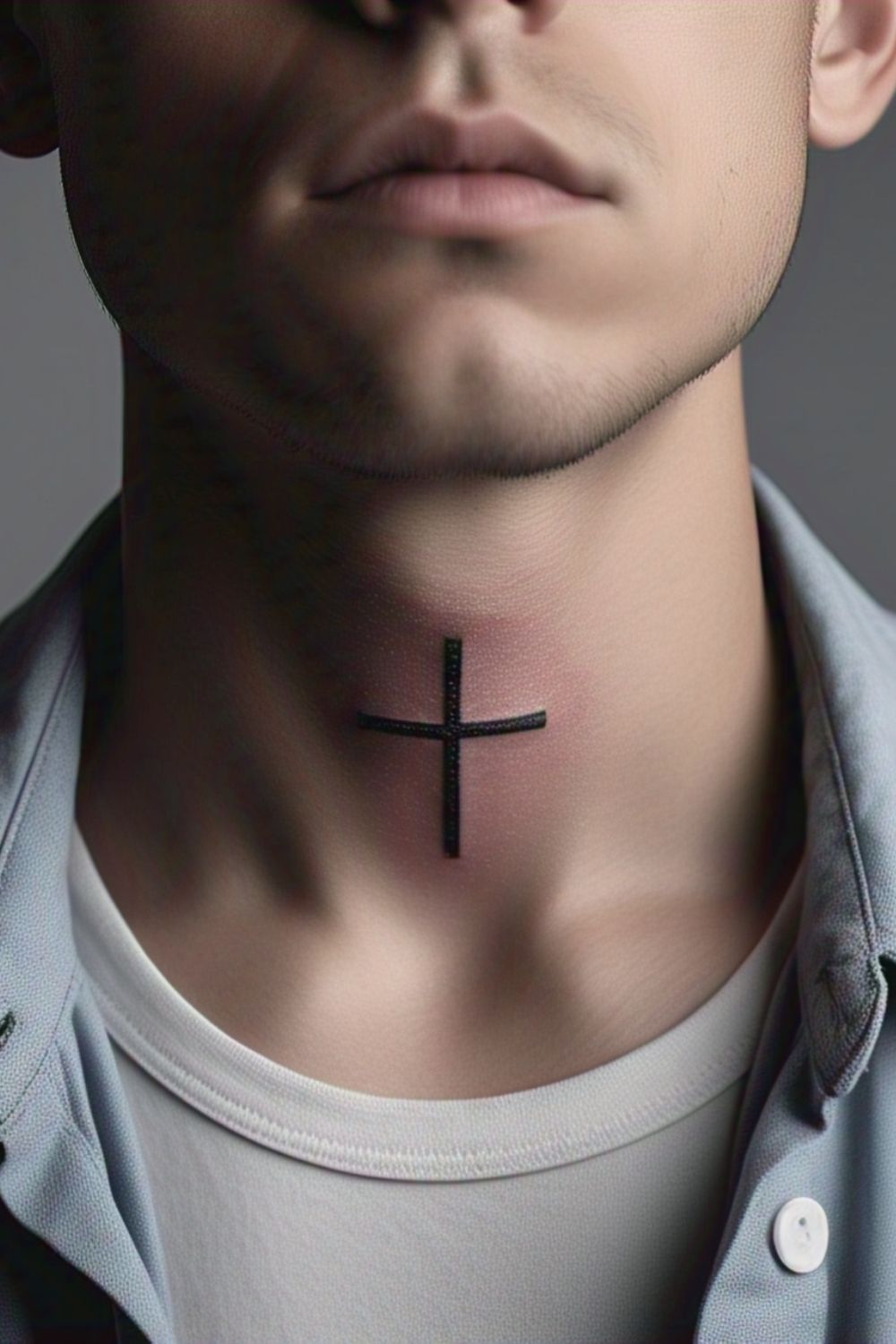 Cross Throat Tattoo