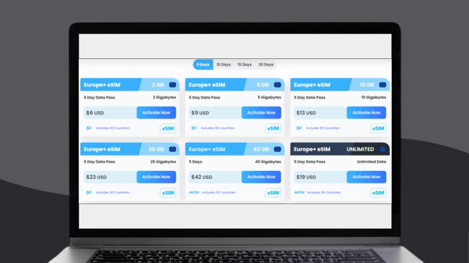 The pricing of Maya Mobile eSIM data plans for Europe