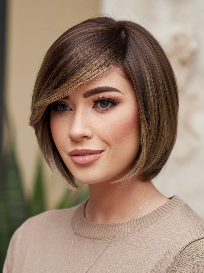 60. Sleek Short Bob with Side Bangs