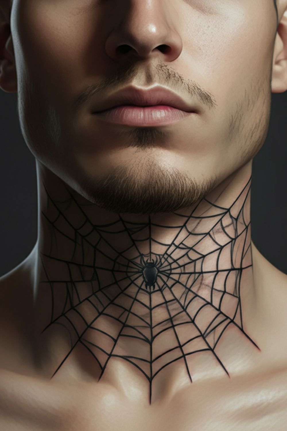 Spider Web Throat Tattoo