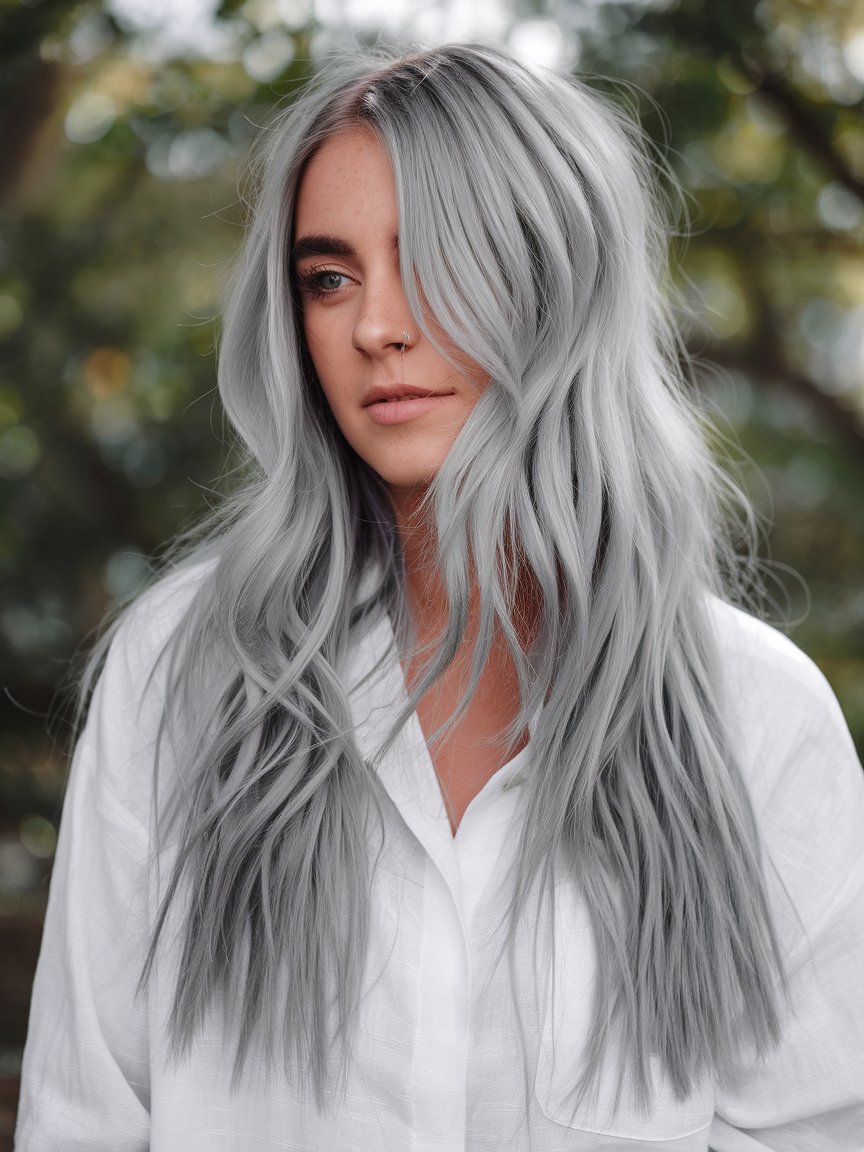 14. Long Boho Platinum Waves