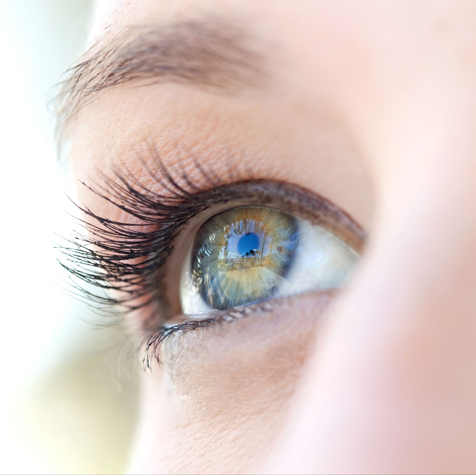 a close-up of a person's eye after healing from laser eye surgery.