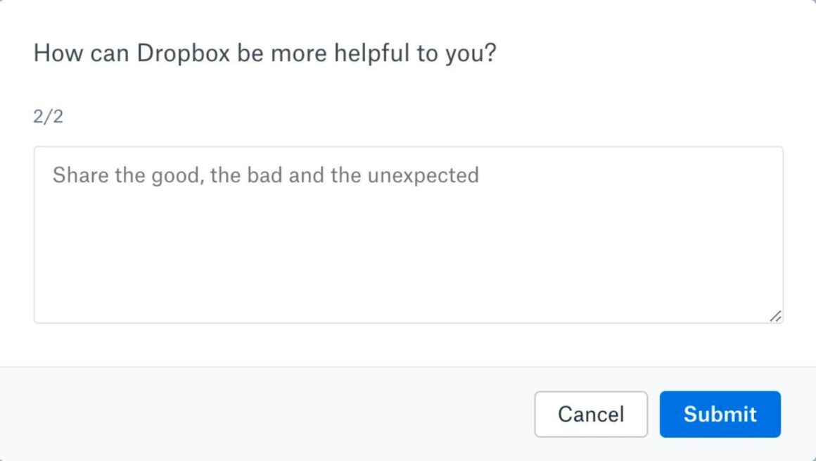 How Dropbox asks for customer feedback