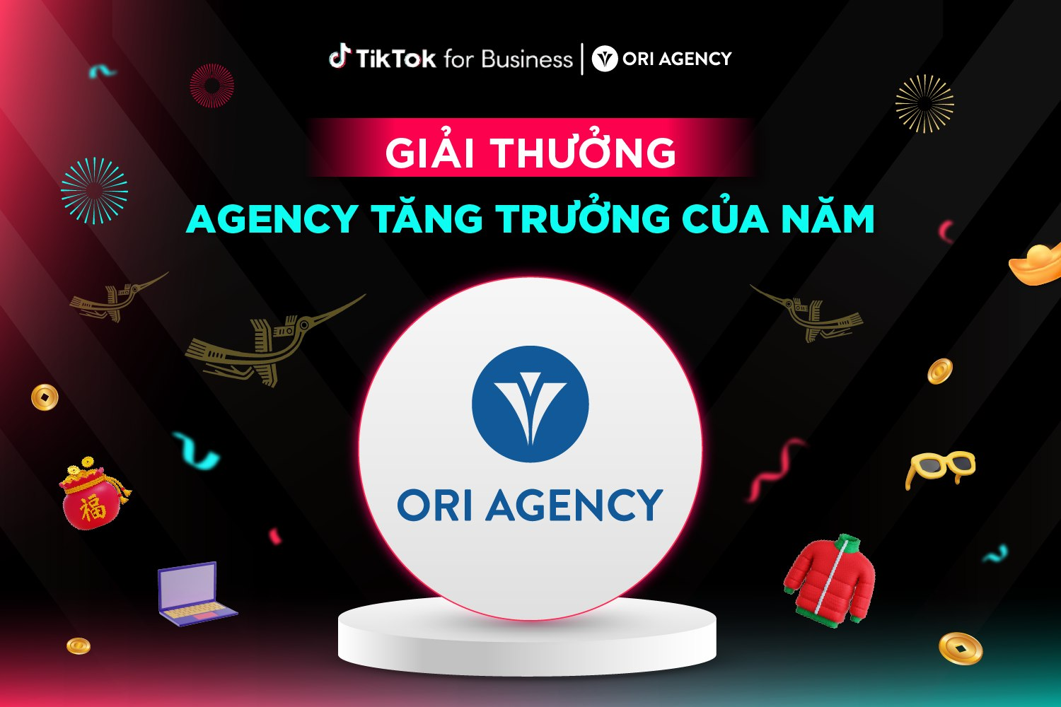 Ori Agency vinh dự nhận giải Agency Tăng Trưởng của năm tại Tet To The Top (TikTok For Business)