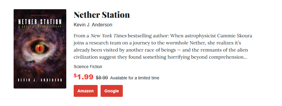 a screenshot of nether station book one of  BookBub Science Fiction Deals