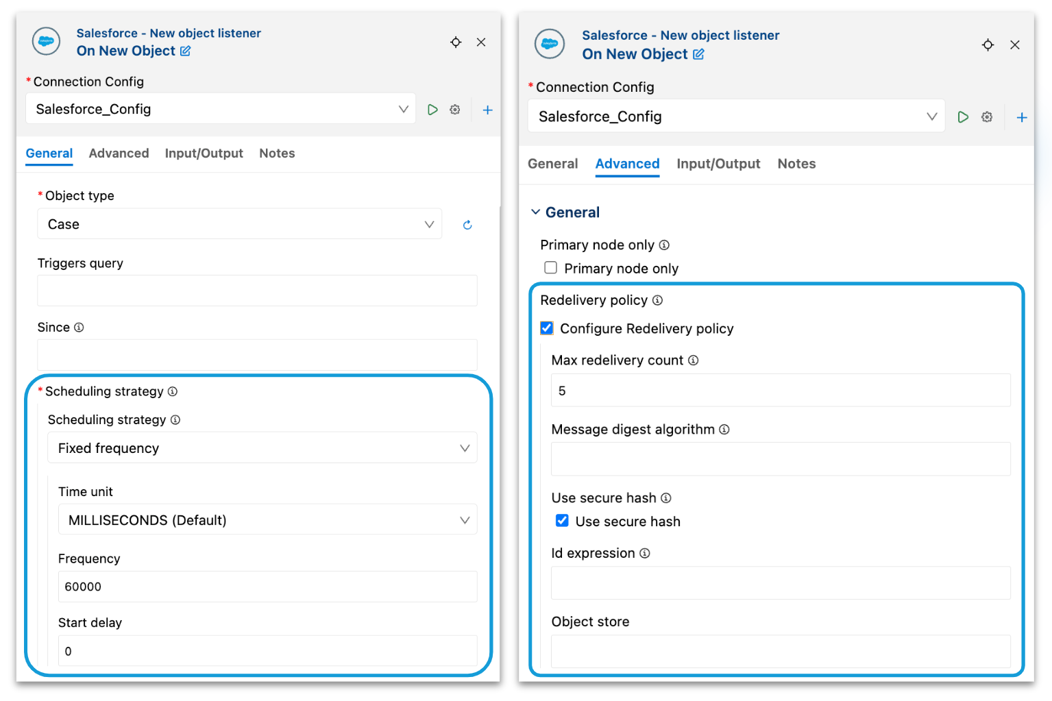 Examples of the advanced data types that can now be using in the configuration panel