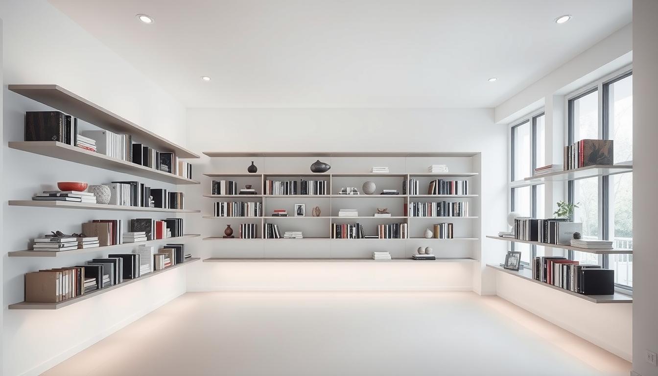 Schwebende Bücherregale