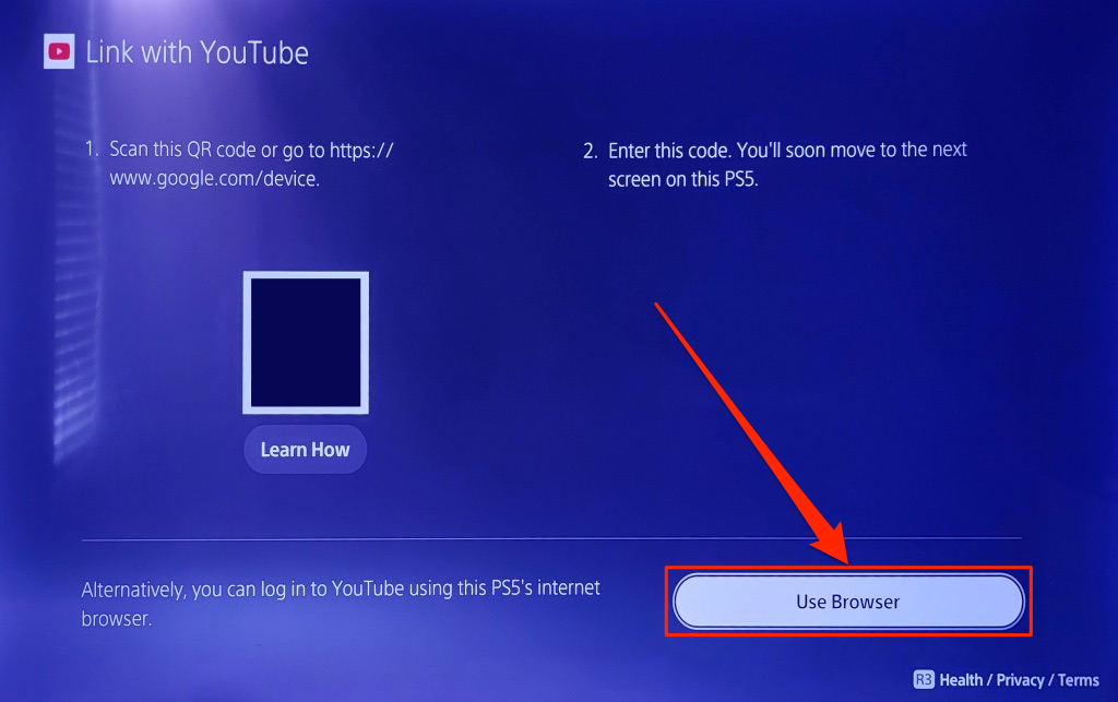 Steps to link YouTube account to the PlayStation 5