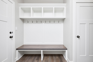 how to upgrade your mudroom for michigan winters storage and flooring ideas overhead shelving and coat hooks custom built okemos