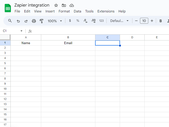 Google Sheets with Name and Email field