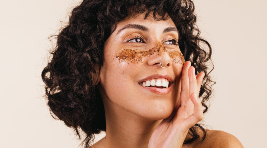 woman with PCOS facial hair exfoliating skin
