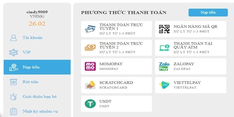 Tổng hợp các bước nạp rút tiền siêu tốc tại Hi88