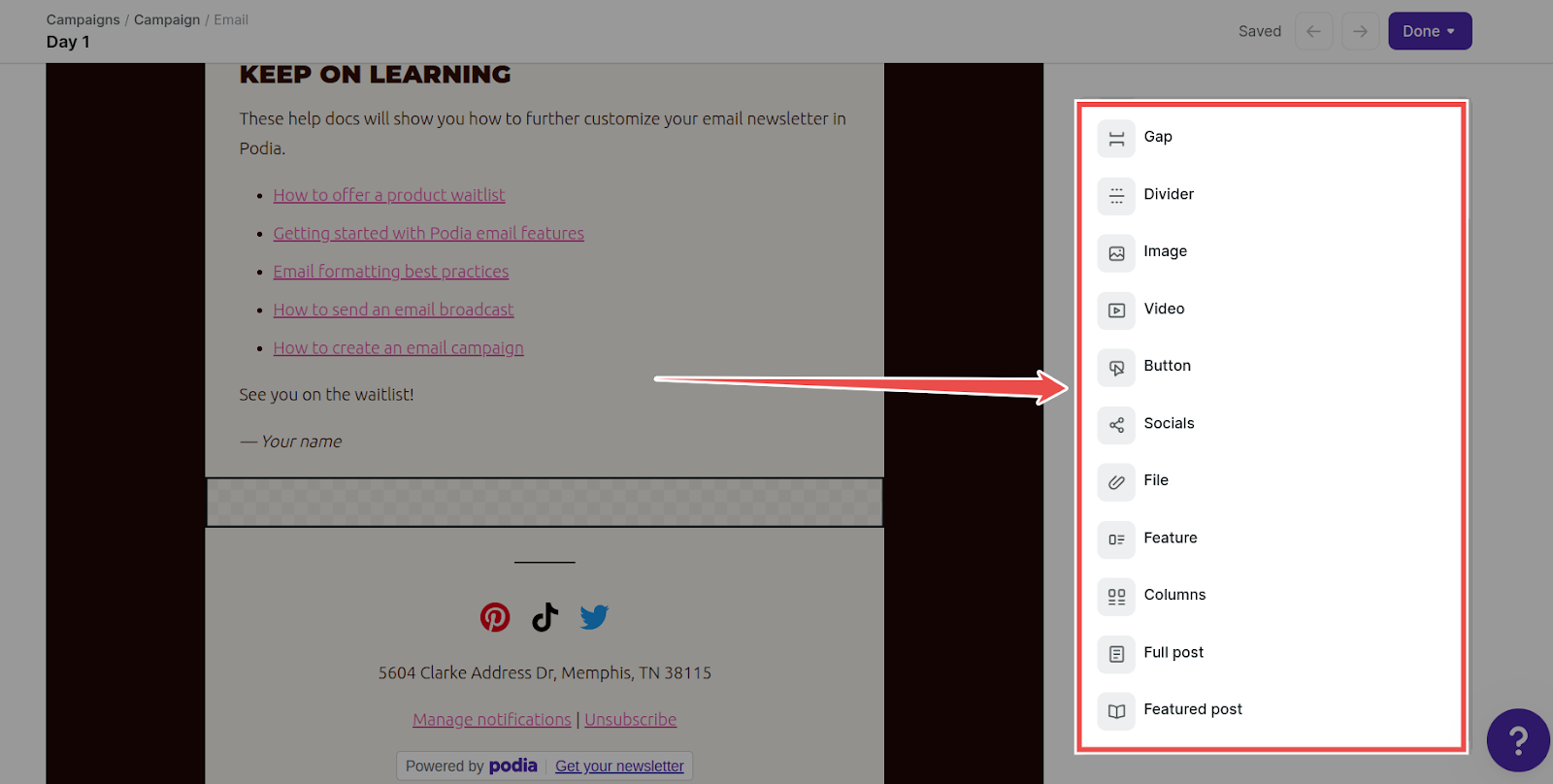 widgets you can add to your emails
