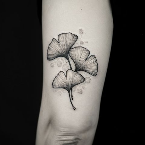 Dotwork Ginkgo tattoo

