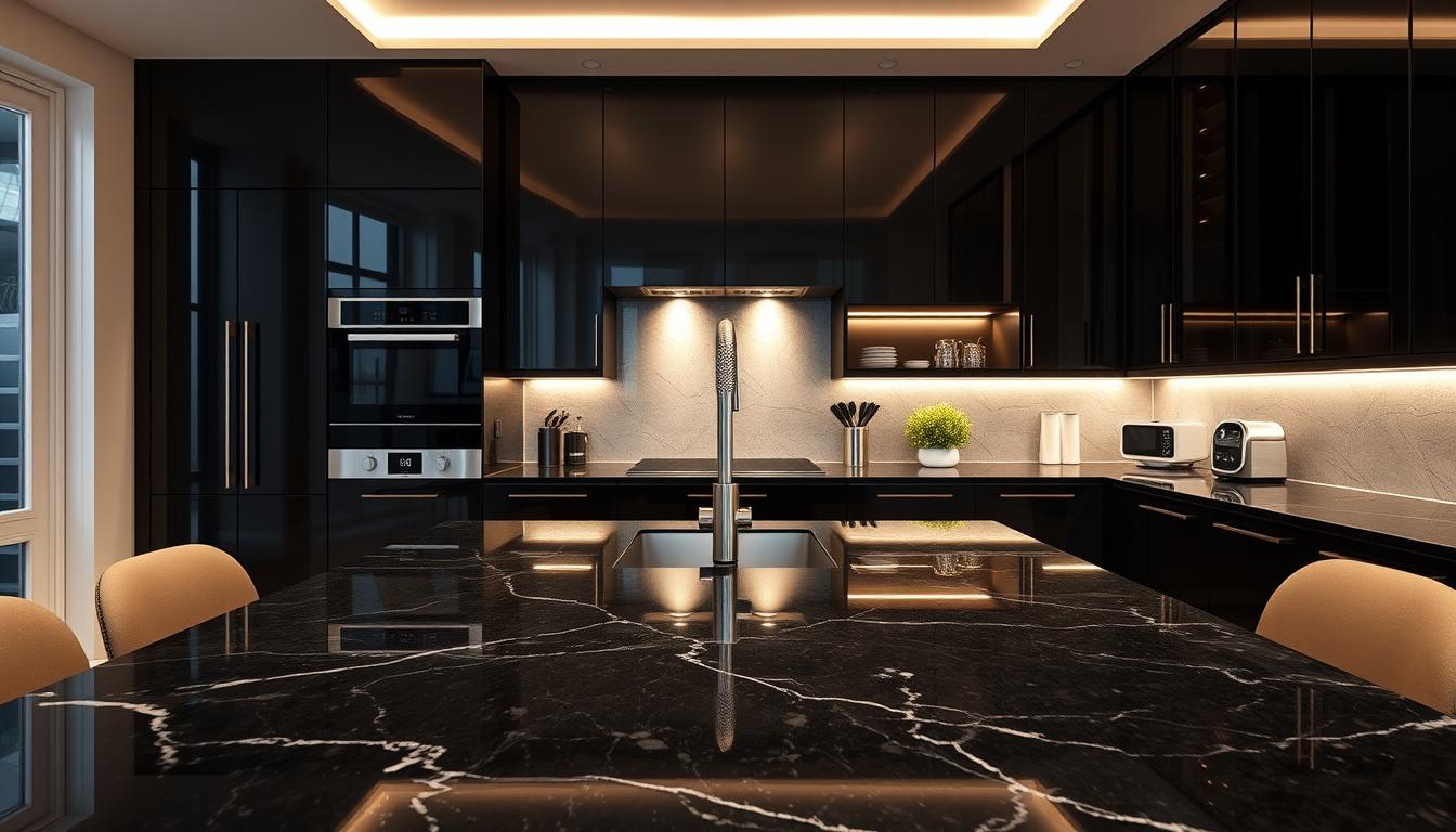 black quartz countertop