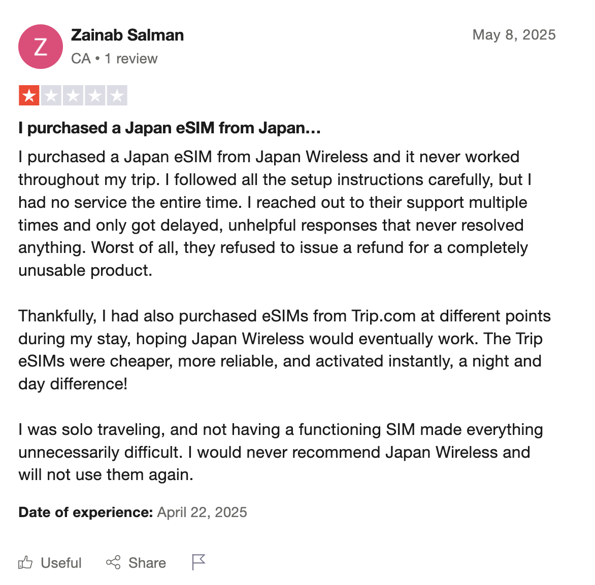japan wireless customer reviews