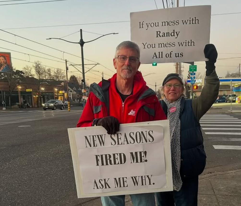 Randy on the New Seasons Labor Union picket line.