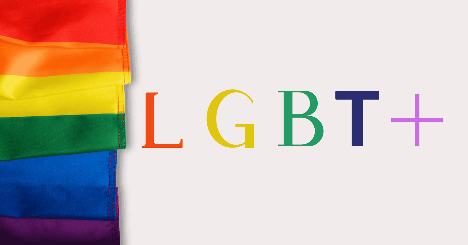 Colorful LGBT+ text with a rainbow pride flag symbolizing LGBTQ+ identity and queerplatonic bonds.