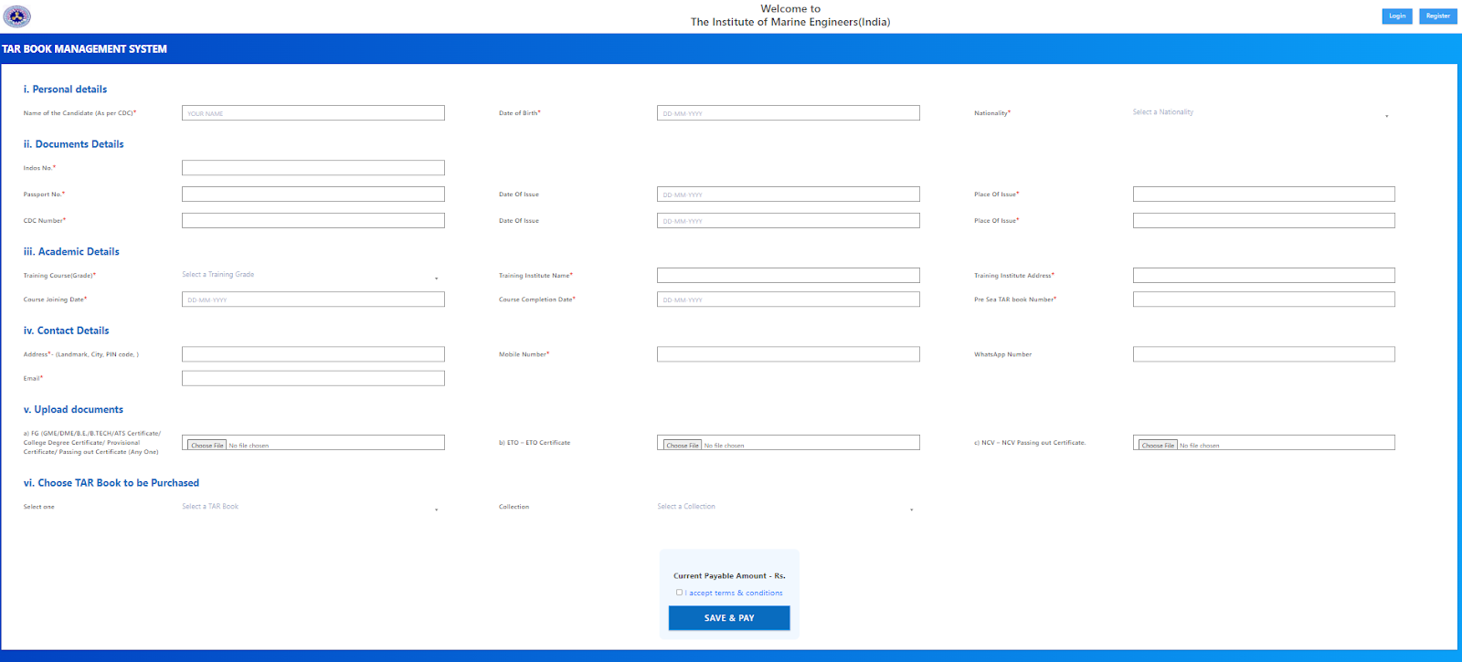 Registration for TAR Book