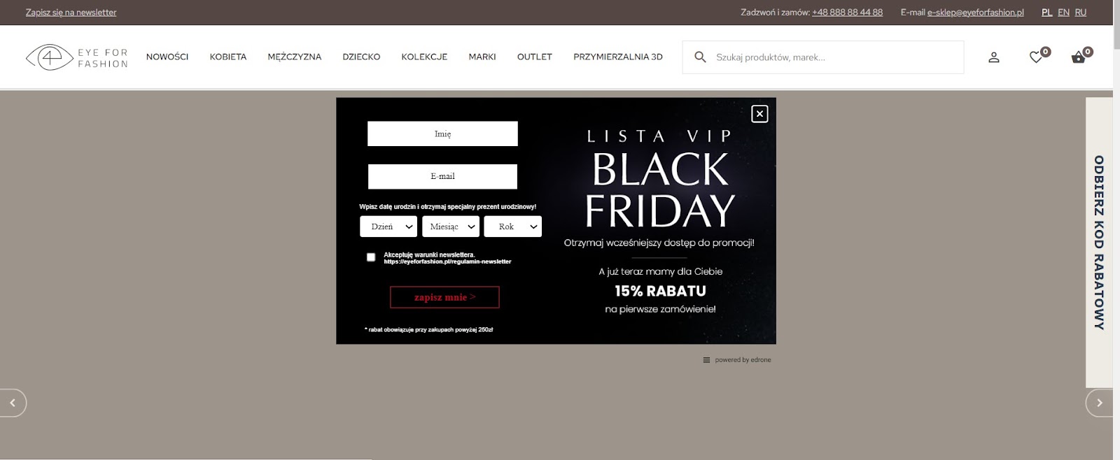 pop-up na black friday