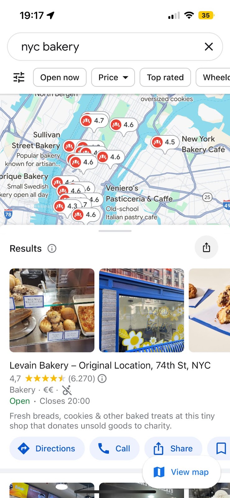 example of Google My Business (GMB) from Google Maps