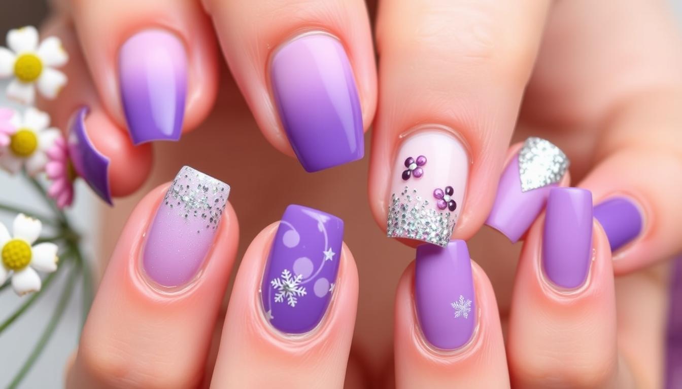 cute purple nail designs