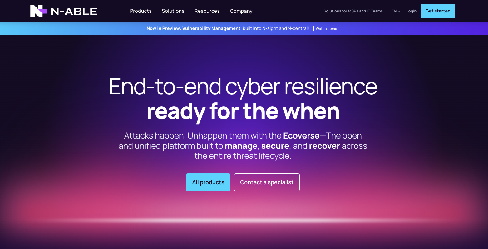 Screenshot of N-able.