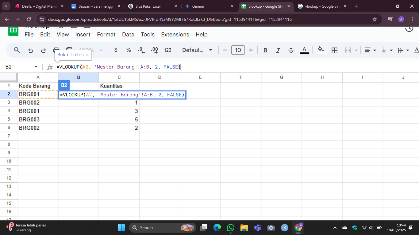 Cara Menggunakan VLOOKUP