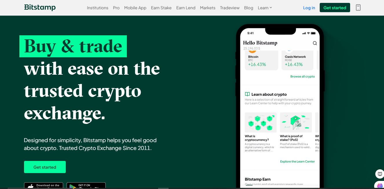 Bitstamp homepage