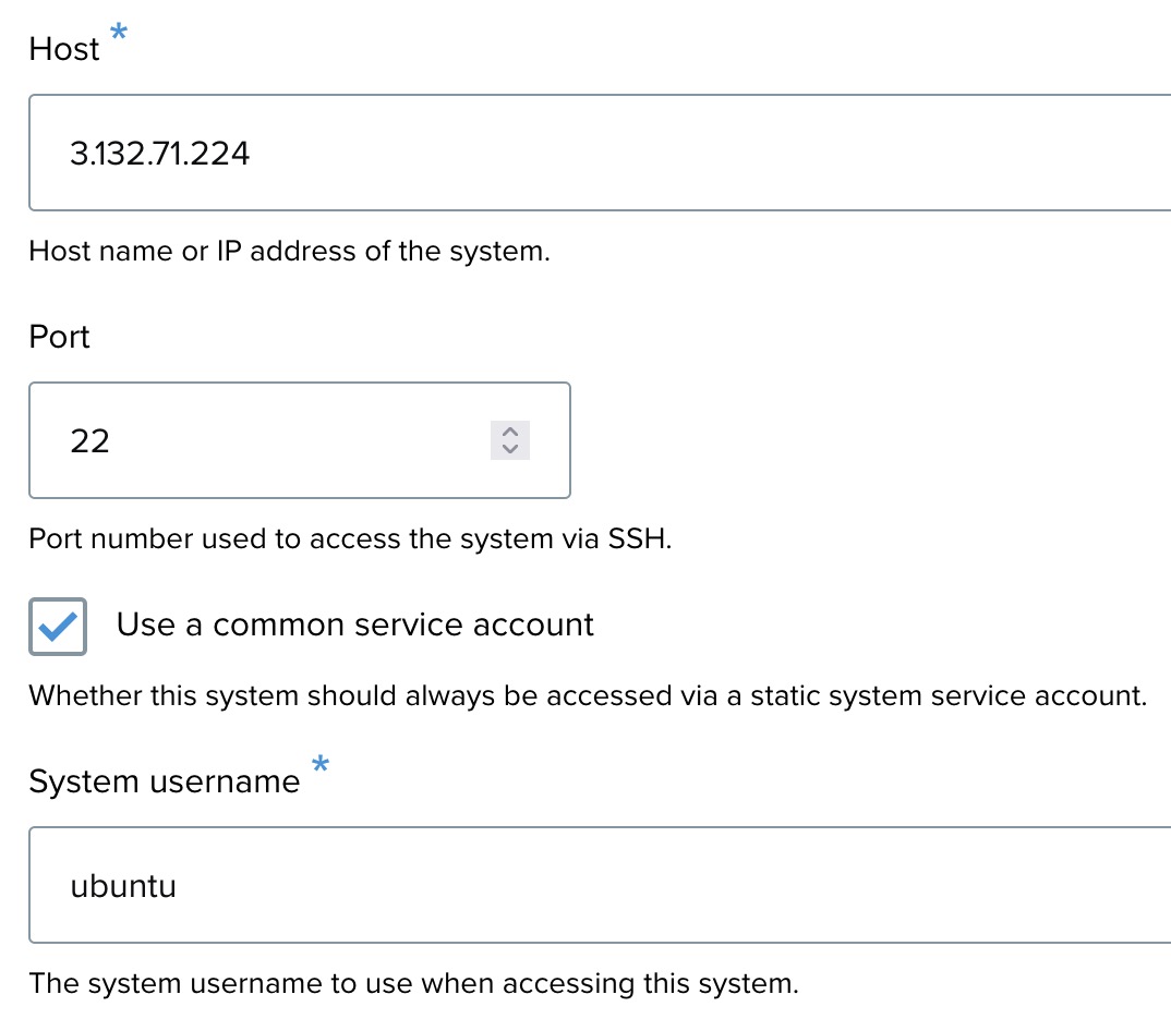 connection details