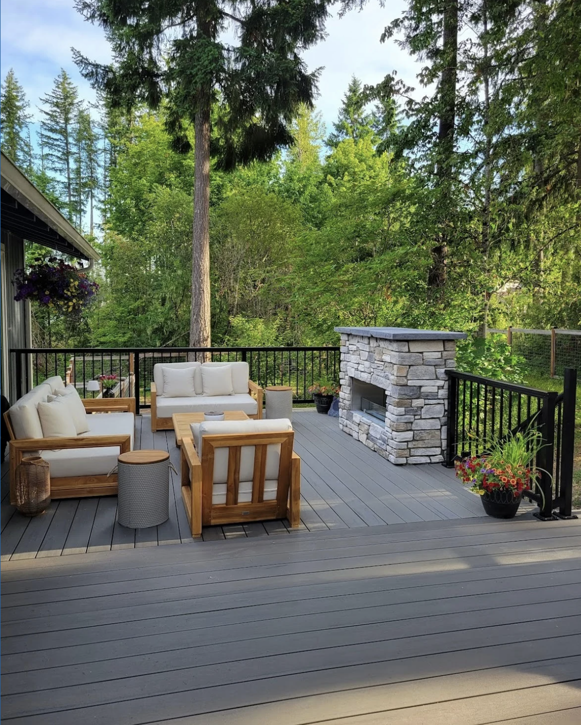 outdoor living space on a deck