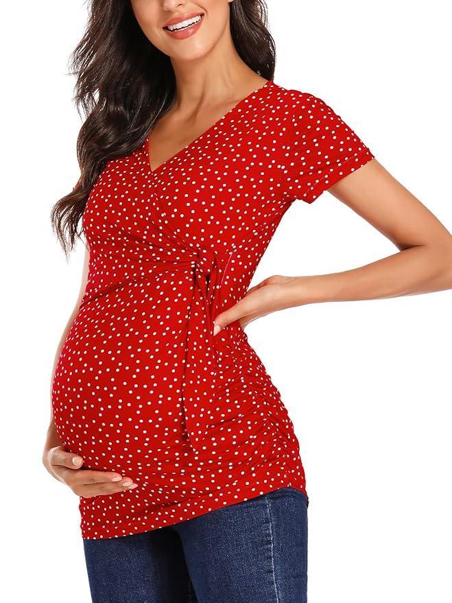 Glampunch Women’s Long Sleeve V-Neck Maternity Top