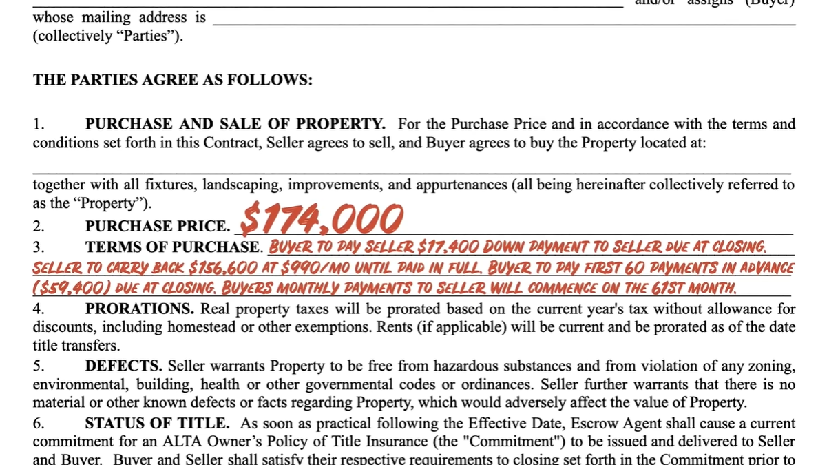 seller-financed real estate deal example