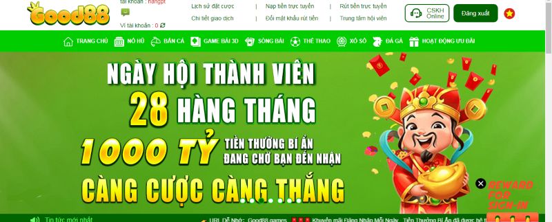 Trải nghiệm cá cược tại nhà cái uy tín Good88