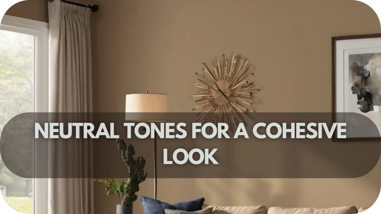 How neutral-toned curtains and blinds create a seamless, cohesive look with brown walls.