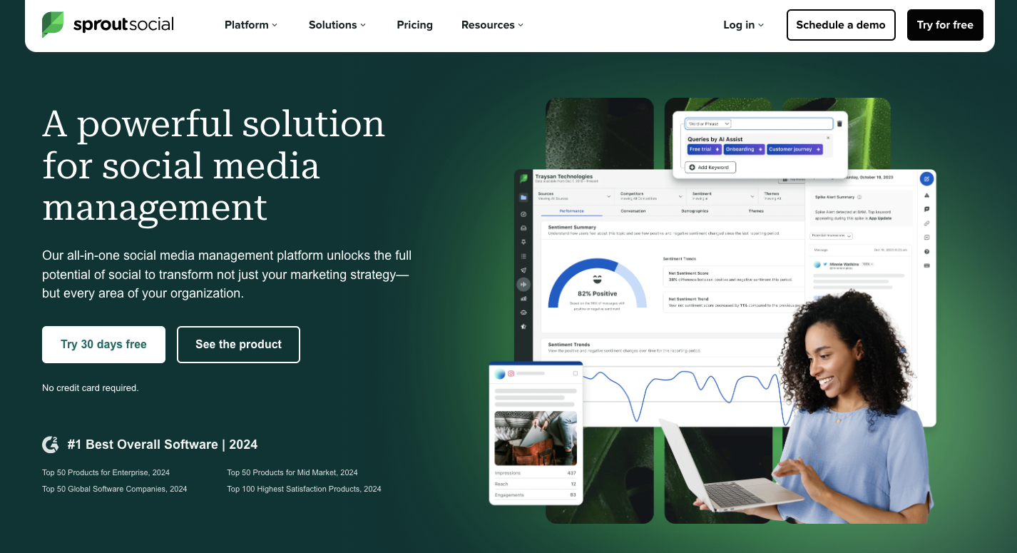 Sprout Social platform’s listening tools analyze social media trends and customer feedback to support digital marketing and improve marketing performance across social channels.