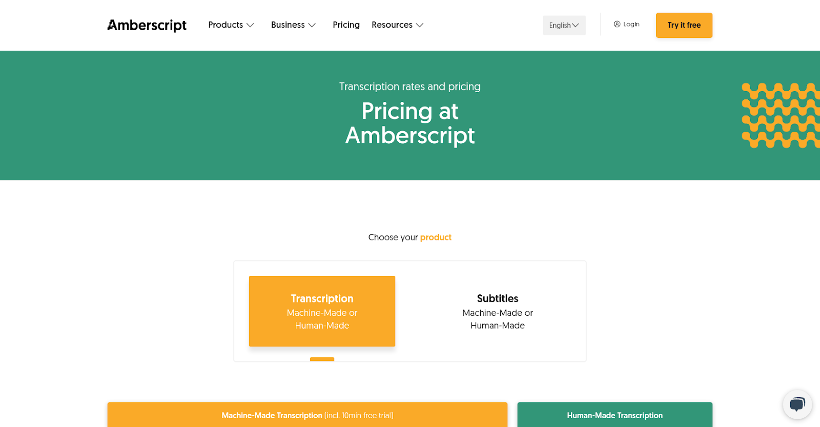 Amberscript Pricing