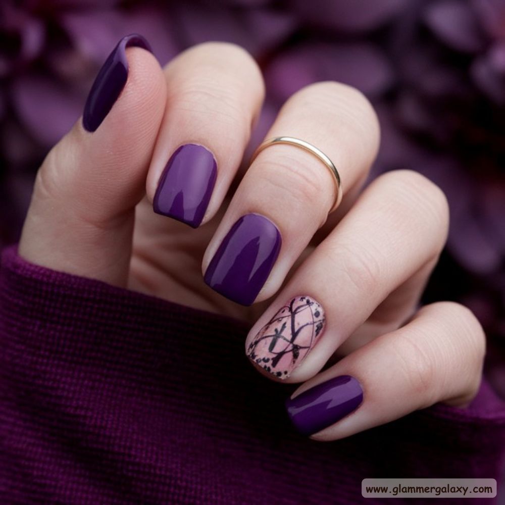 Purple Fall Nails having Rich Dark Purple

