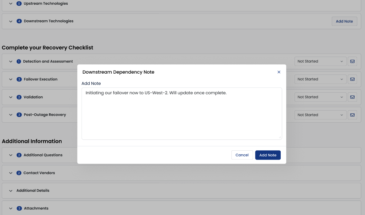 Communicating with downstream dependencies