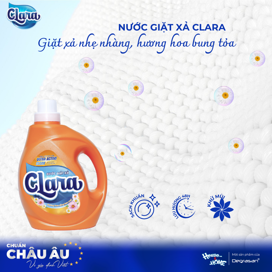  Nước giặt xả Clara Châu Âu giúp việc giặt giũ trở nên nhẹ nhàng mà áo quần luôn thơm ngát