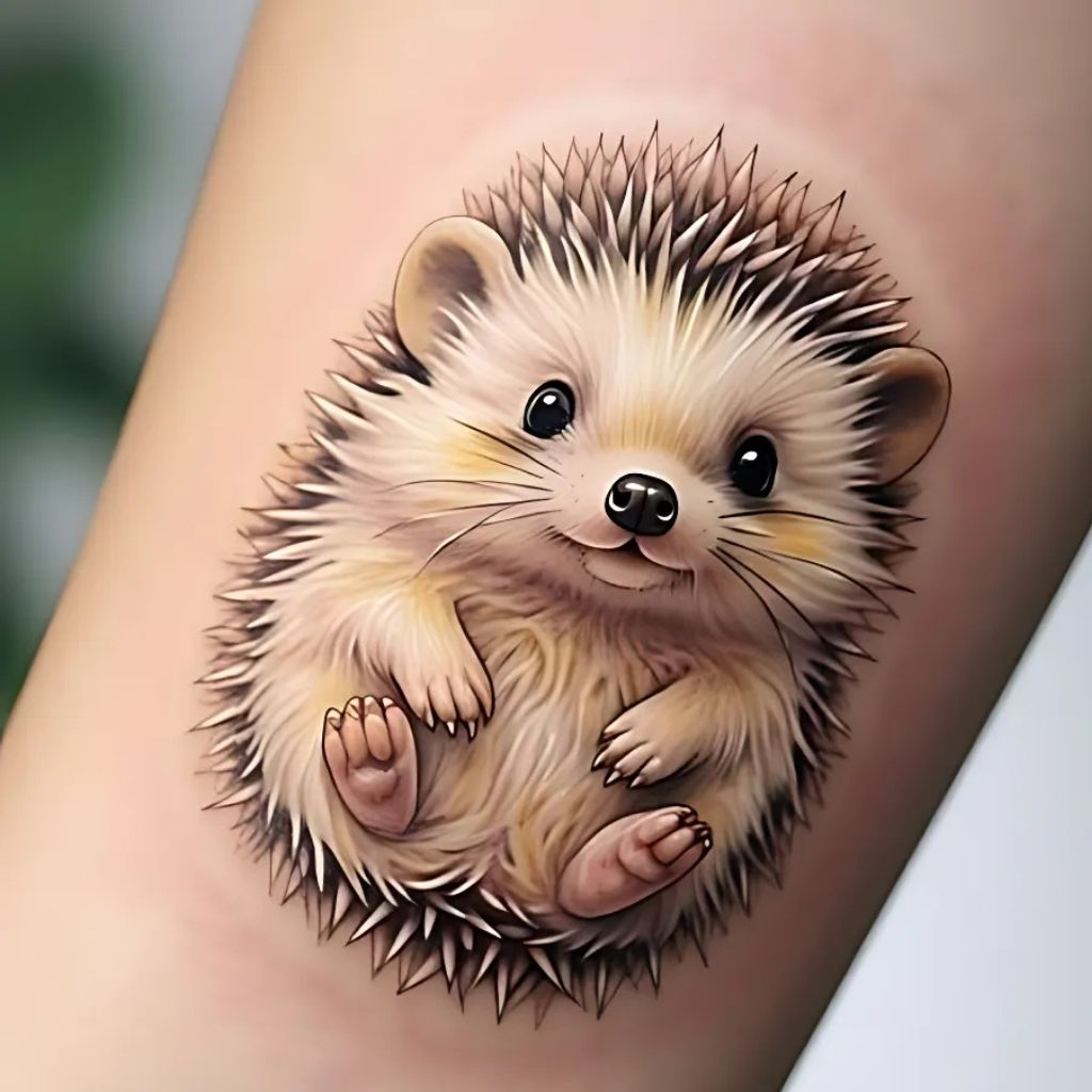 Watercolor Hedgehog Tattoo
